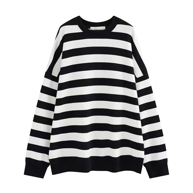 Fashion Striped Pullover Sweatshirt Women