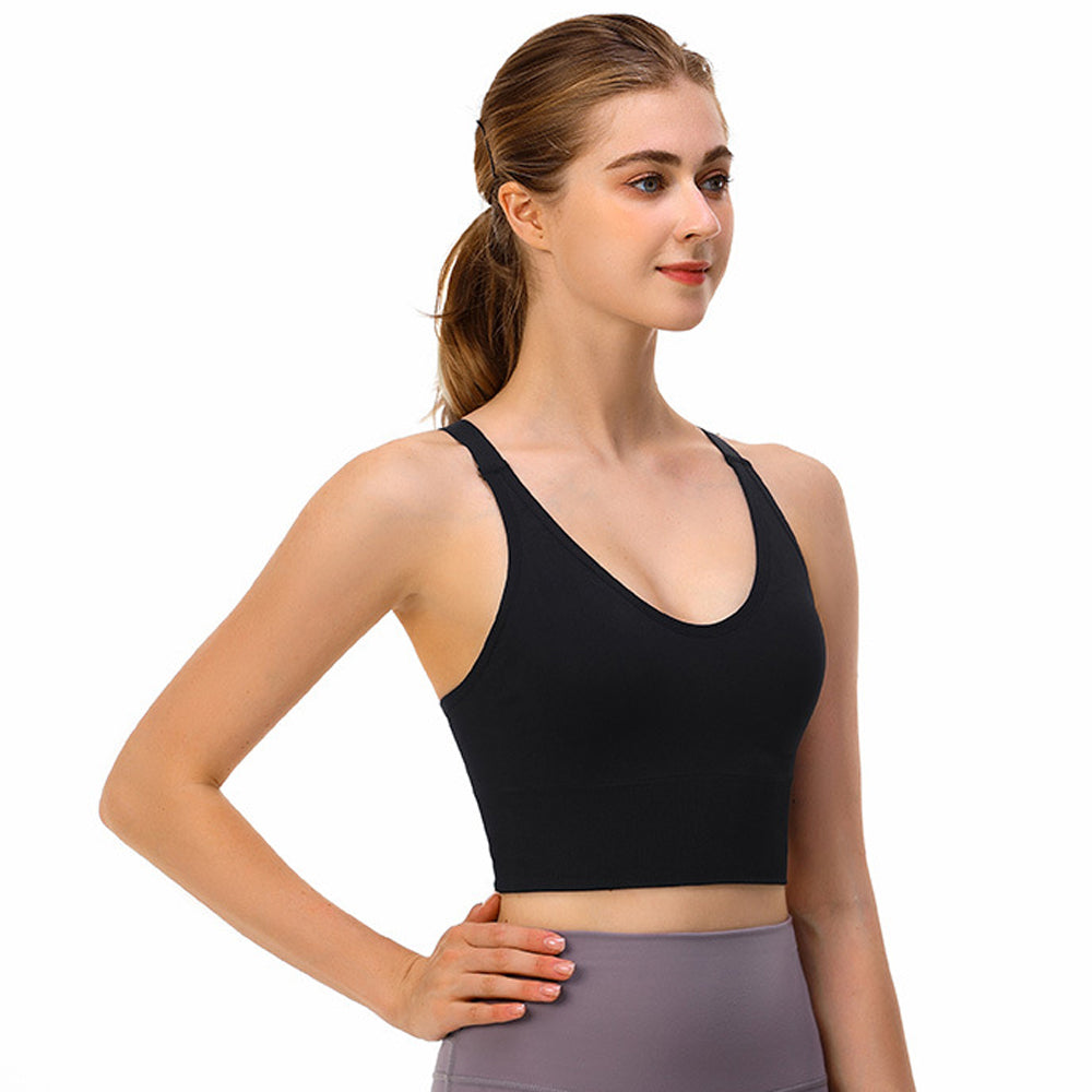 Women's Double Shoulder Strap Sports Bras Medium Impact Support Padded