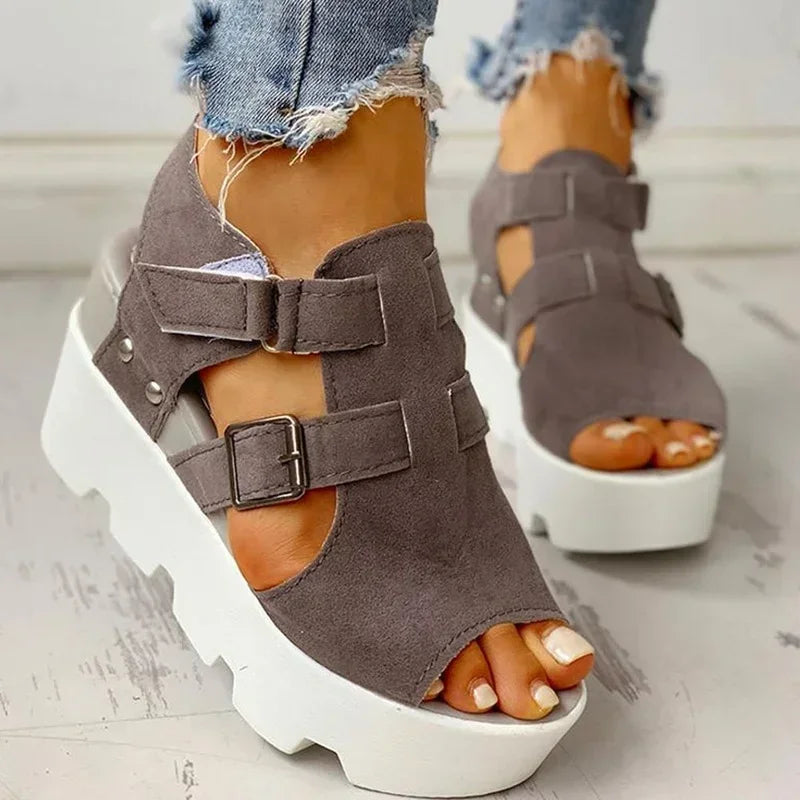 Women Summer Sandals Wedges Heel Black White Casual Designer Shoes