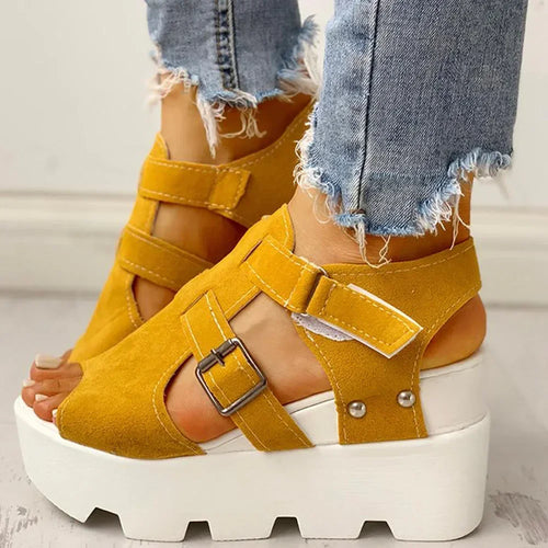 Women Summer Sandals Wedges Heel Black White Casual Designer Shoes