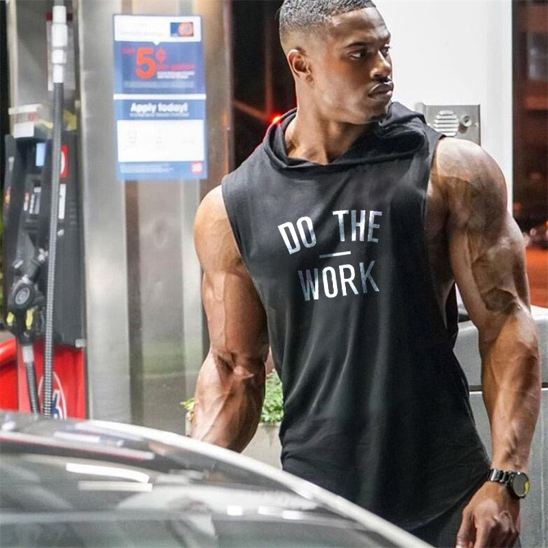 Men Hooded Vest Brand Clothing Bodybuilding T Shirt Fitness