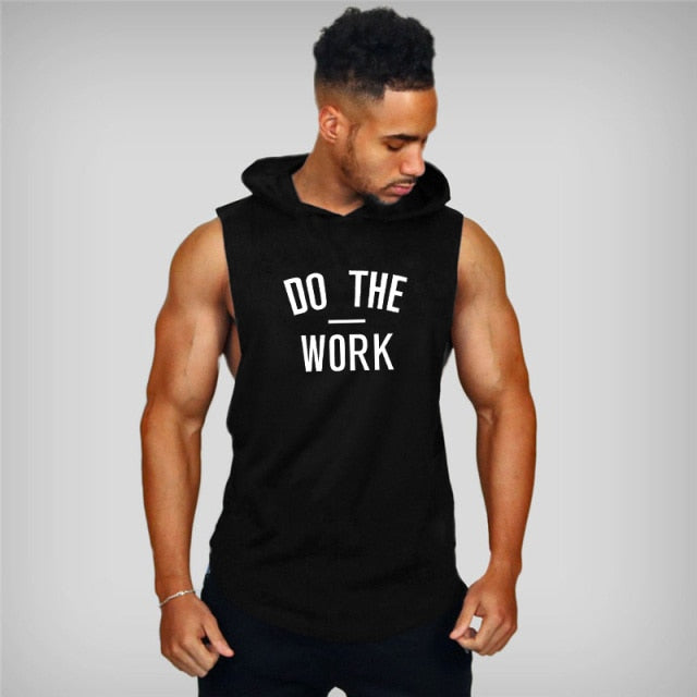 Men Hooded Vest Brand Clothing Bodybuilding T Shirt Fitness