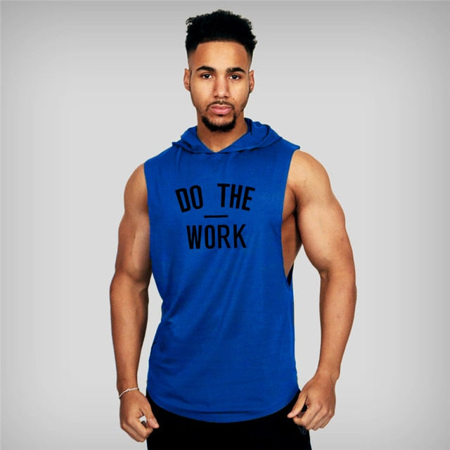 Men Hooded Vest Brand Clothing Bodybuilding T Shirt Fitness