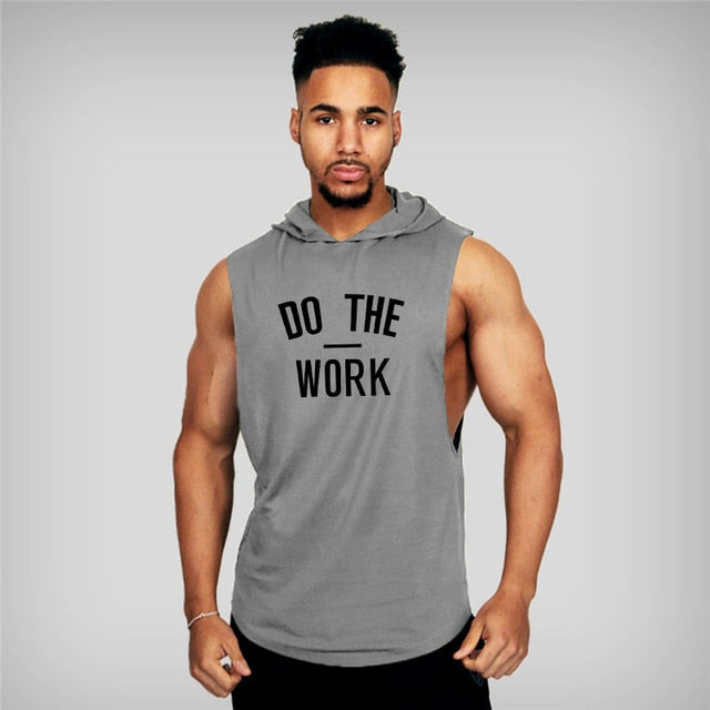Men Hooded Vest Brand Clothing Bodybuilding T Shirt Fitness