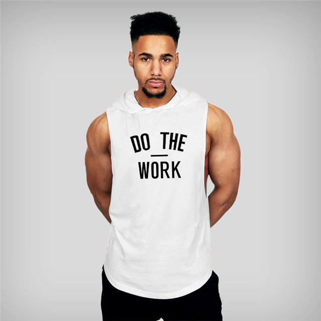 Men Hooded Vest Brand Clothing Bodybuilding T Shirt Fitness