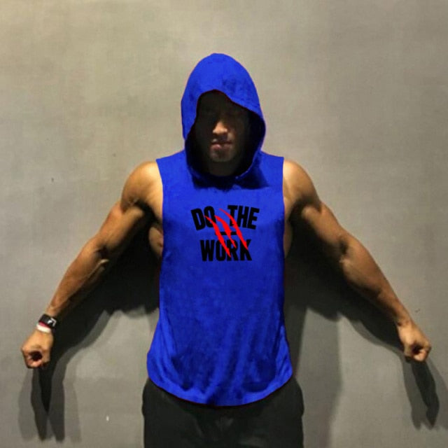 Men Hooded Vest Brand Clothing Bodybuilding T Shirt Fitness