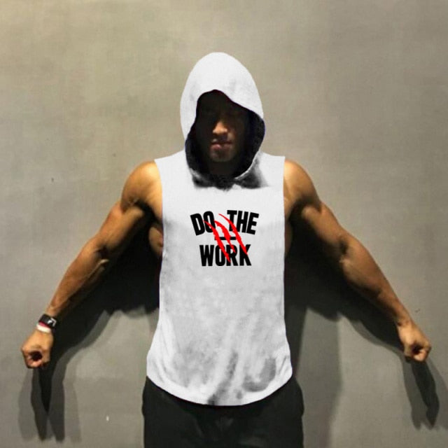 Men Hooded Vest Brand Clothing Bodybuilding T Shirt Fitness