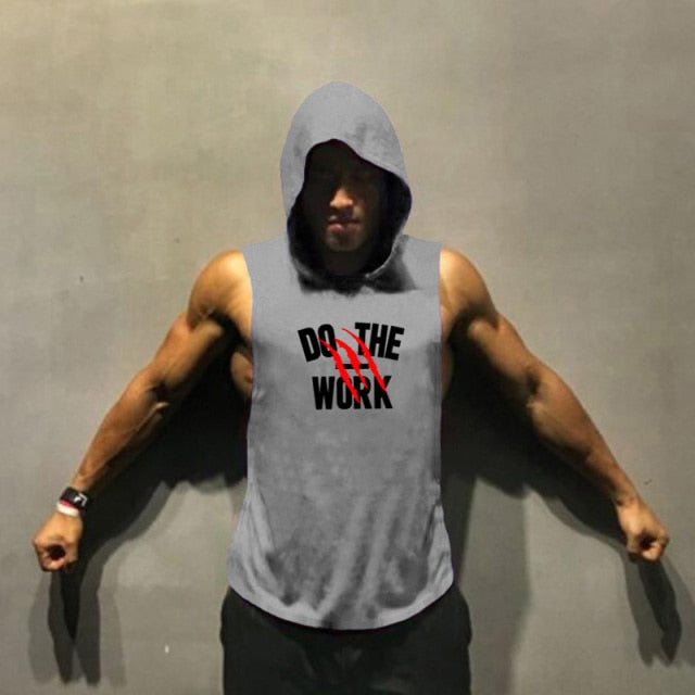 Men Hooded Vest Brand Clothing Bodybuilding T Shirt Fitness