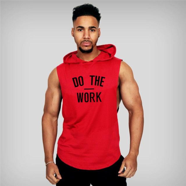 Men Hooded Vest Brand Clothing Bodybuilding T Shirt Fitness