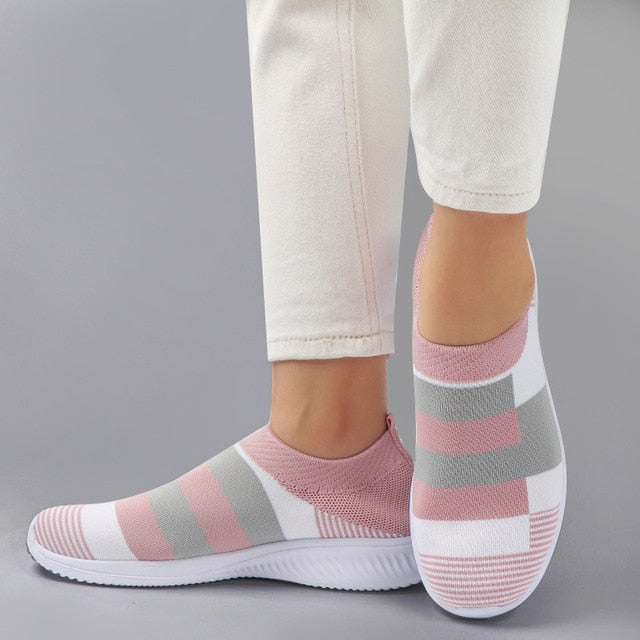 Women Trainers Sneakers Slip-on Sock Shoes Sparkly Crystal Zapatillas