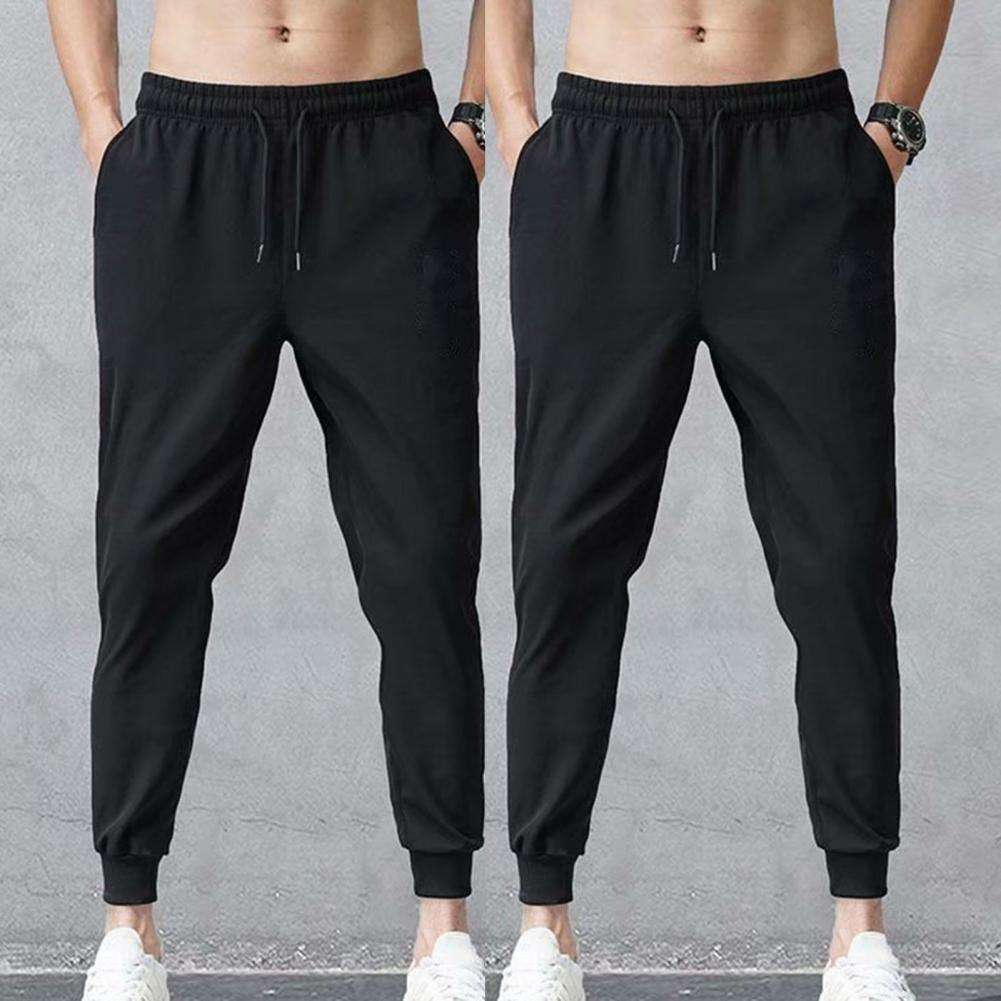 Men Sport Pants with Pockets Adjustable Ankle-tied