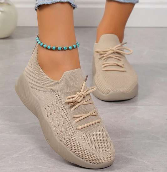 Platform Solid Color Lace-Up Flying Daddy Shoes
