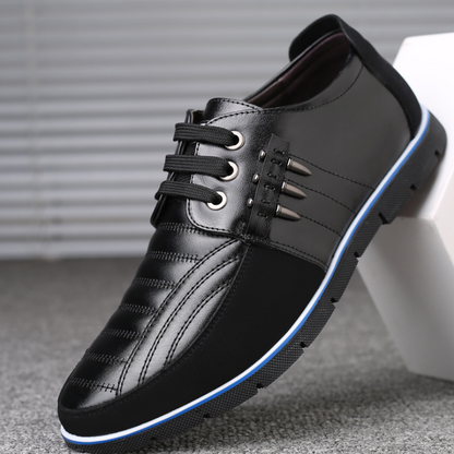 Men's Leather Shoes Korean Casual Leather Shoes First Layer Cowhide Three-color Lace Round Head Hollow Dress Youth Shoes