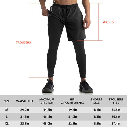 Men Running Sweatpants 2 in 1 Design Running Pants for Outdoor Sports