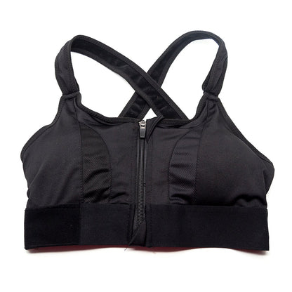 Women's front zipper high-elastic adjustable strap sports bra