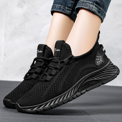 Fashion Casual Sports Shoes Women Lace Up Flat Shoes Lightweight Breathable Running Mesh Sneakers