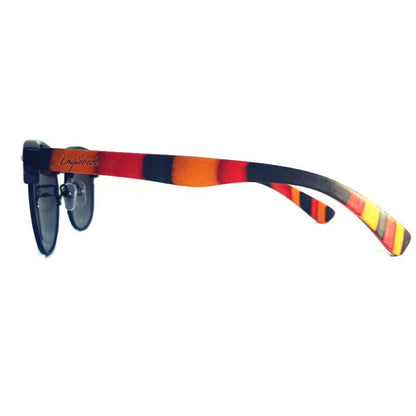 Coral Multi-Colored Skateboard Wood Sunglasses With Case, Gradient