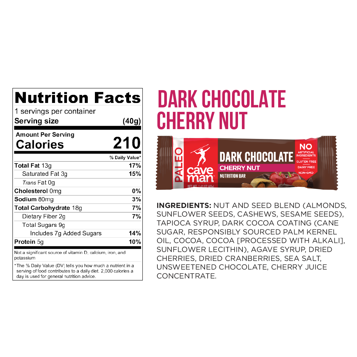 Dark Chocolate Cherry Nut Nutrition Bars