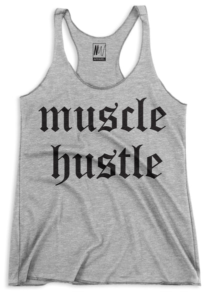 Muscle Hustle Heather Gray Racerback Tank Top