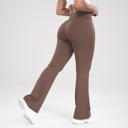 Cross Waist Side Pocket Leisure Sports Bell-bottom Pants Slim Fit Yoga Pants Women