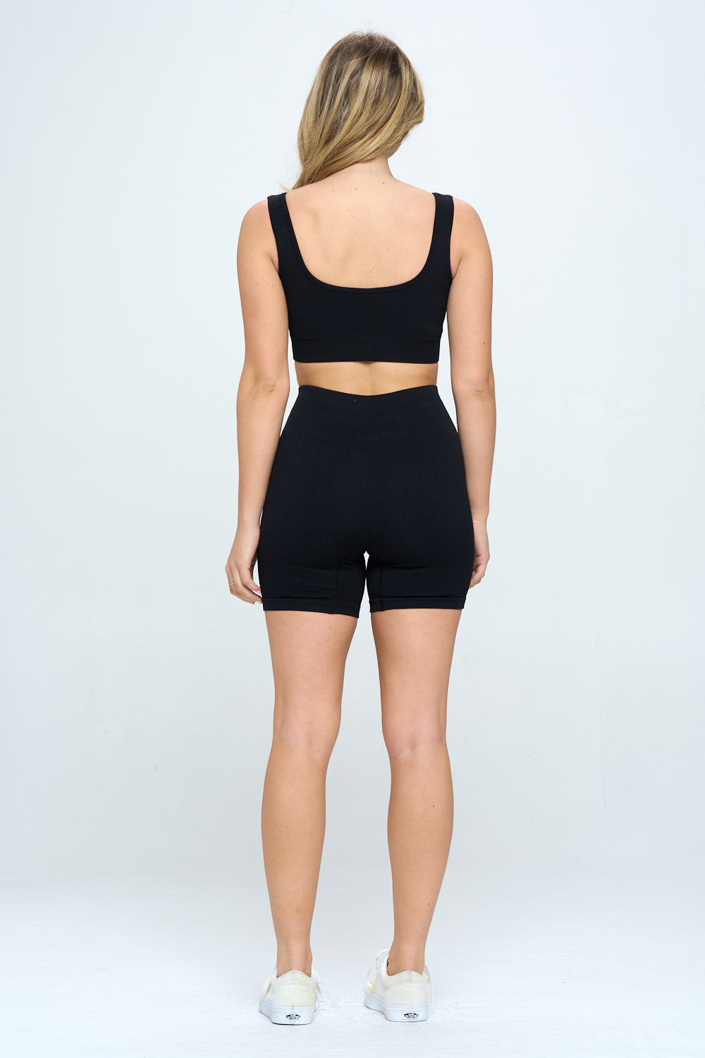 2 piece Seamless Ribbed Tank Top  Biker Shorts