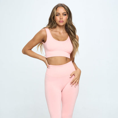 2 Piece Seamless Ribbed Long Sleeve Set