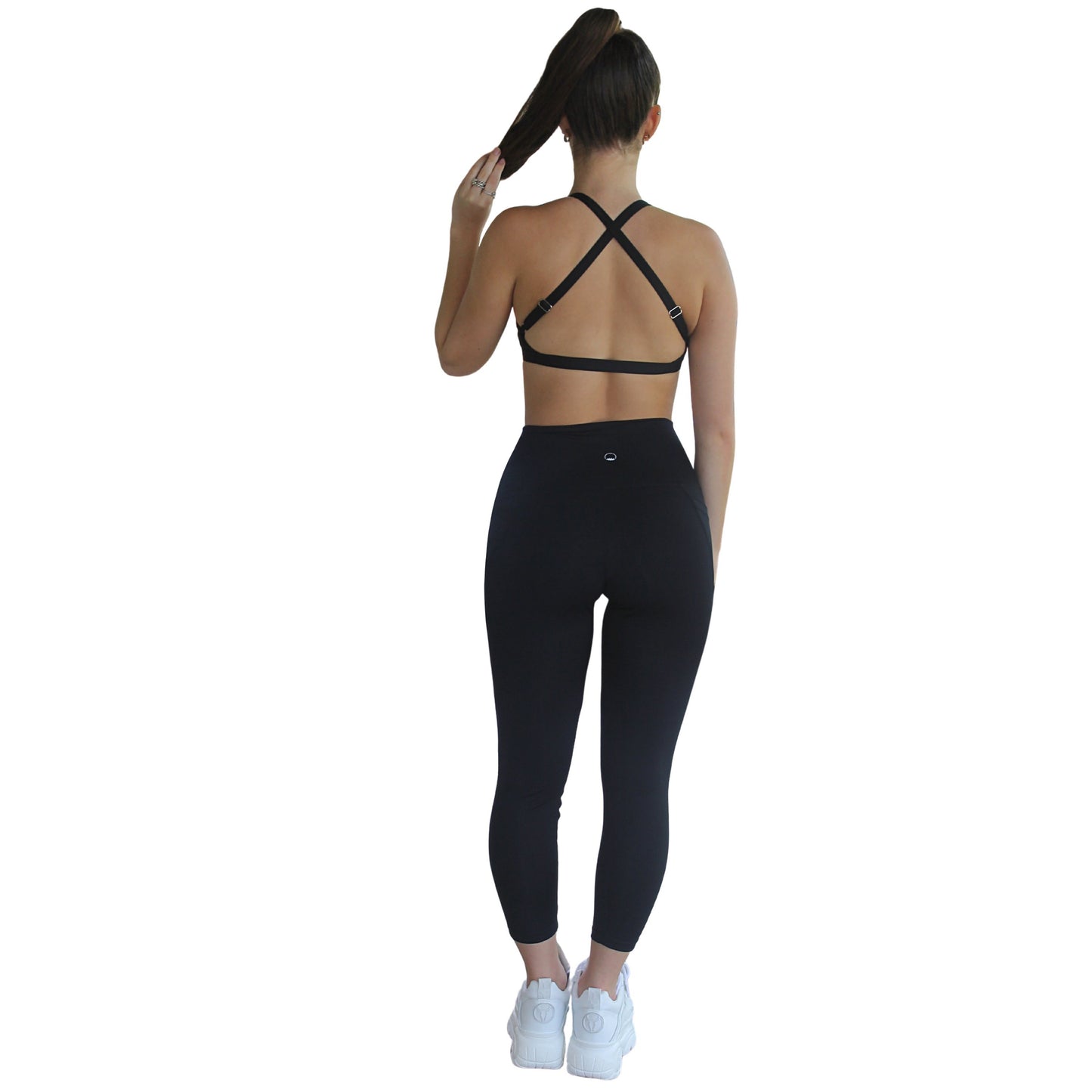 Om High Rise 7/8 Yoga Leggings - Black