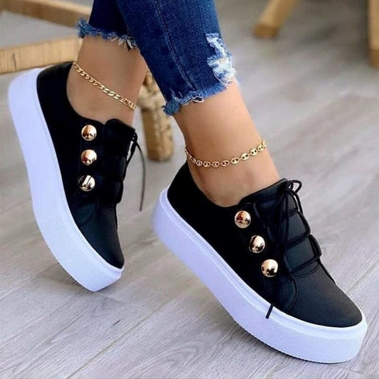 Light Breathable Casual Female Flat Shoes Black/White/Gold/Rose Gold