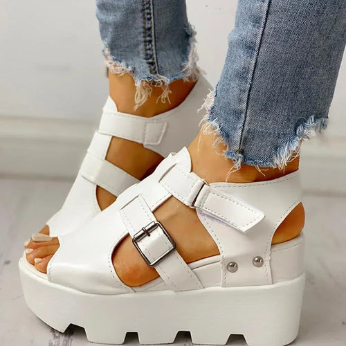 Women Summer Sandals Wedges Heel Black White Casual Designer Shoes