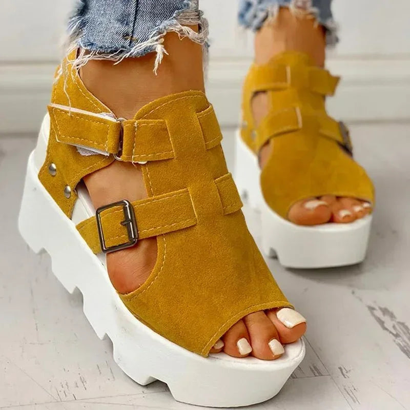 Women Summer Sandals Wedges Heel Black White Casual Designer Shoes