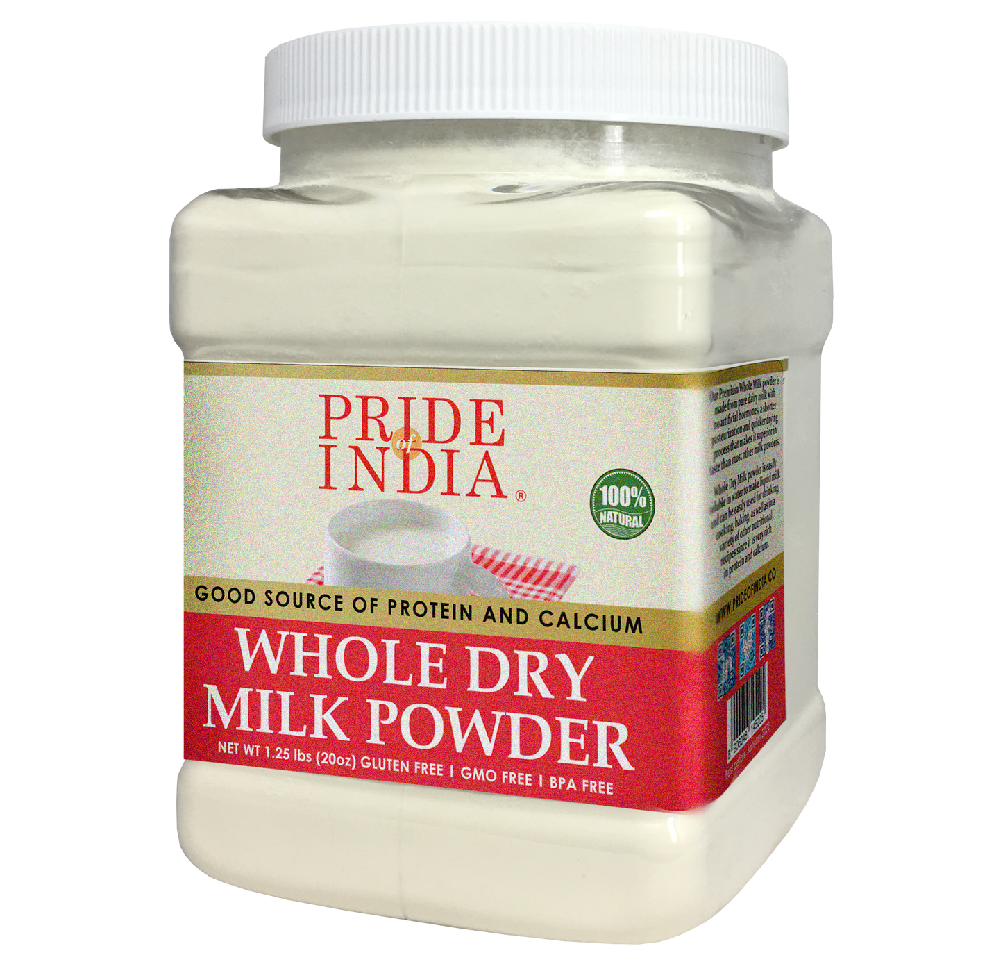 Whole Dry Milk Powder - Protein & Calcium Rich - 1 lbs (16oz) Jar