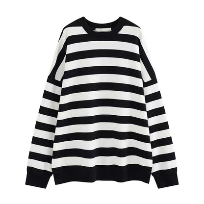 Fashion Striped Pullover Sweatshirt Women
