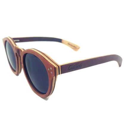 Cinnamon Swirl Skateboard Sunglasses, Polarized with Wooden Case