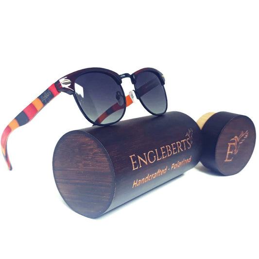 Coral Multi-Colored Skateboard Wood Sunglasses With Case, Gradient