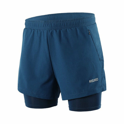 Men Running Shorts 2 in 1 Sports Shorts Quick Dry Active Training