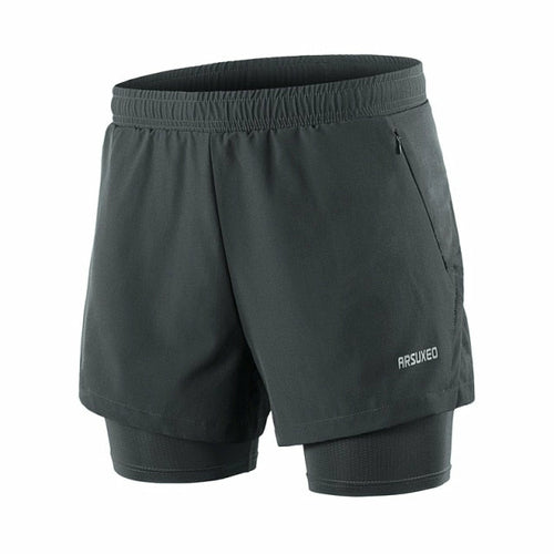 Men Running Shorts 2 in 1 Sports Shorts Quick Dry Active Training