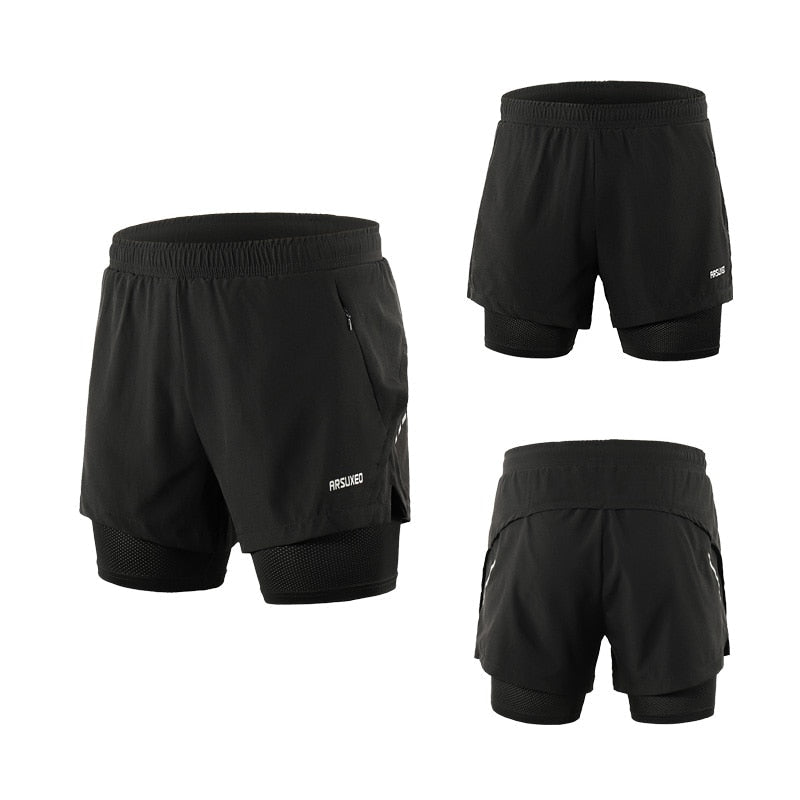 Men Running Shorts 2 in 1 Sports Shorts Quick Dry Active Training