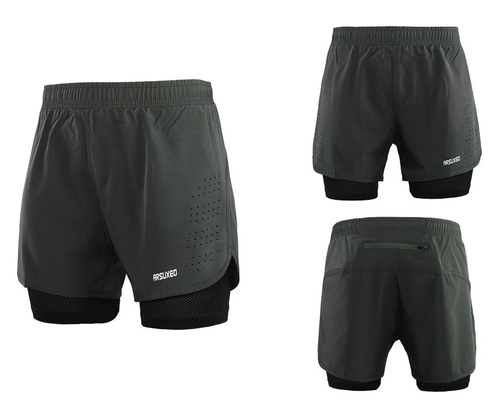 Men Running Shorts 2 in 1 Quick Dry Sport Shorts Athletic Training