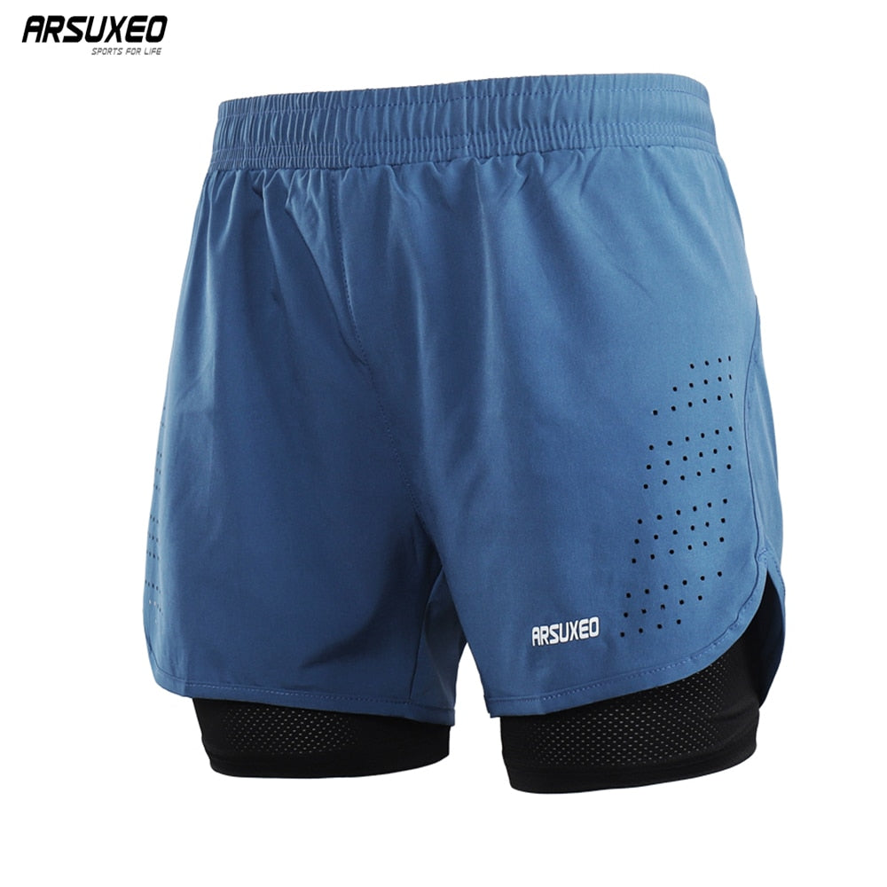 Men Running Shorts 2 in 1 Quick Dry Sport Shorts Athletic Training