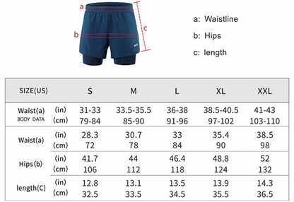 Men Running Shorts 2 in 1 Sports Shorts Quick Dry Active Training