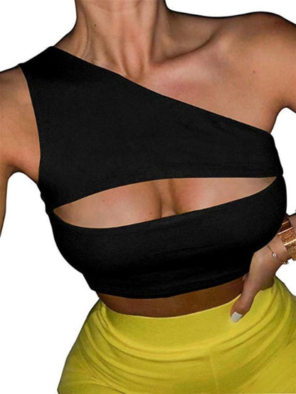 Womens Plain One Shoulder Sports Bra