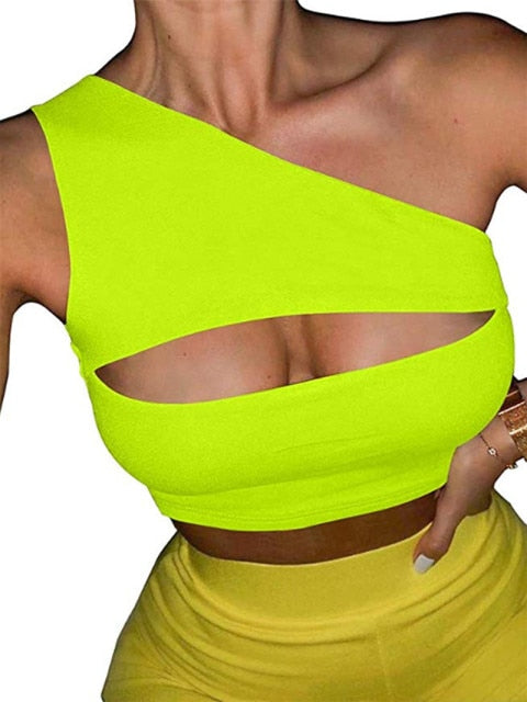 Womens Plain One Shoulder Sports Bra