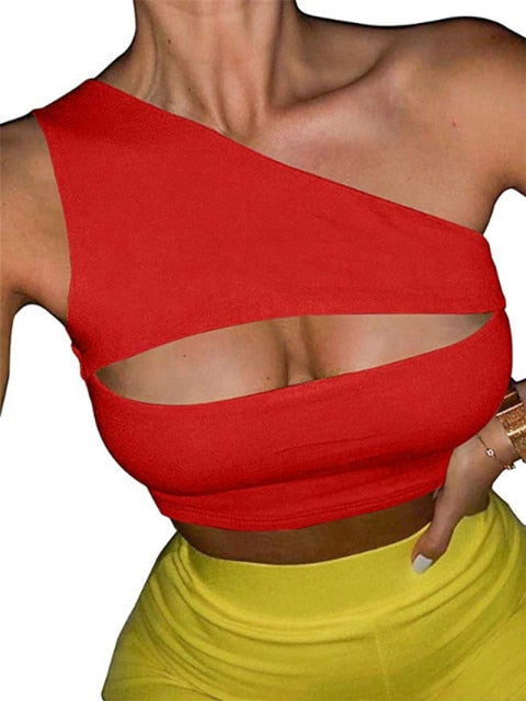 Womens Plain One Shoulder Sports Bra