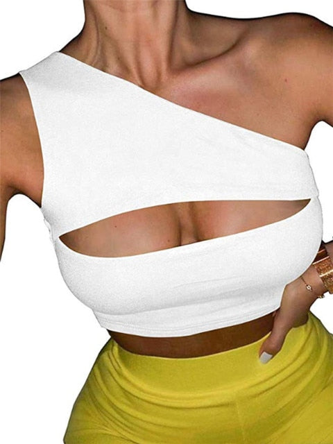 Womens Plain One Shoulder Sports Bra