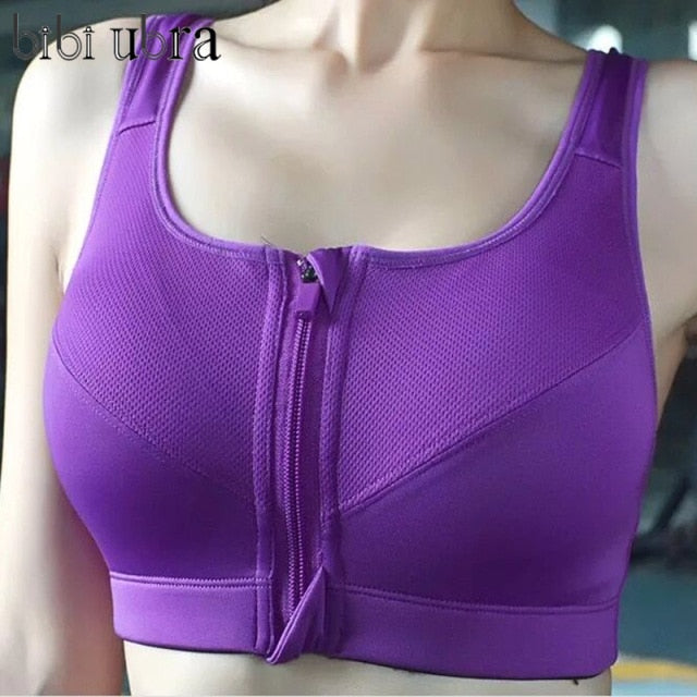 Women Zipper Sports Bras Plus Size 5xl Wireless