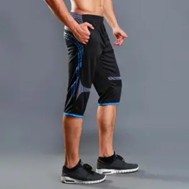 Mens 3/4 Sports Running short Pants Fitness Workout