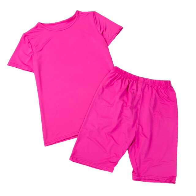 Women Sports Suit Neon Top Short Tracksuit Set