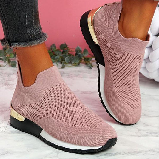 Sneakers Women Shoes Ladies Solid Color Slip-On